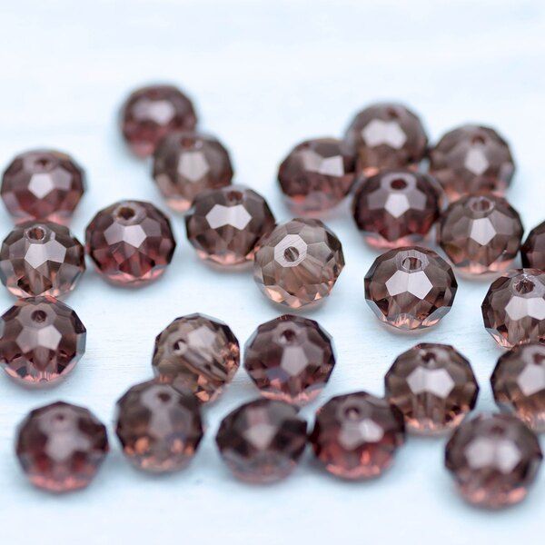 бусина, стекло абакус 8, граненая, цвет сливовый, 8х6 мм