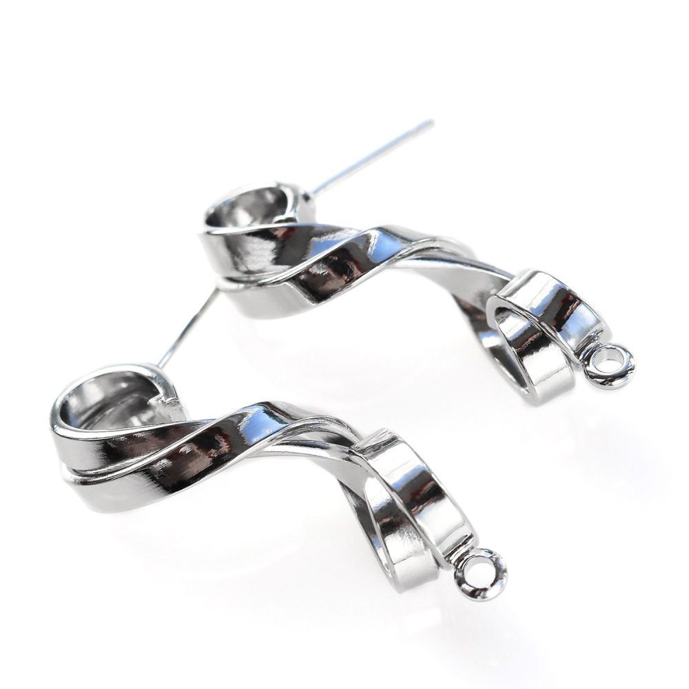 пуссеты "твисти", цвет платина, 28x10 мм