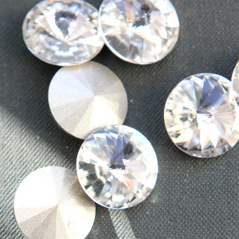 кабошон стекло риволи, цвет прозрачный, 14х7 мм