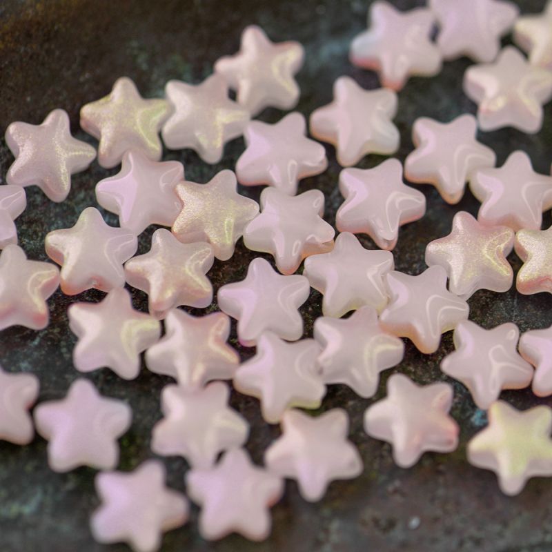 бусина "звездочка", стекло, цвет розовый матовый, 8x8.5x4 мм