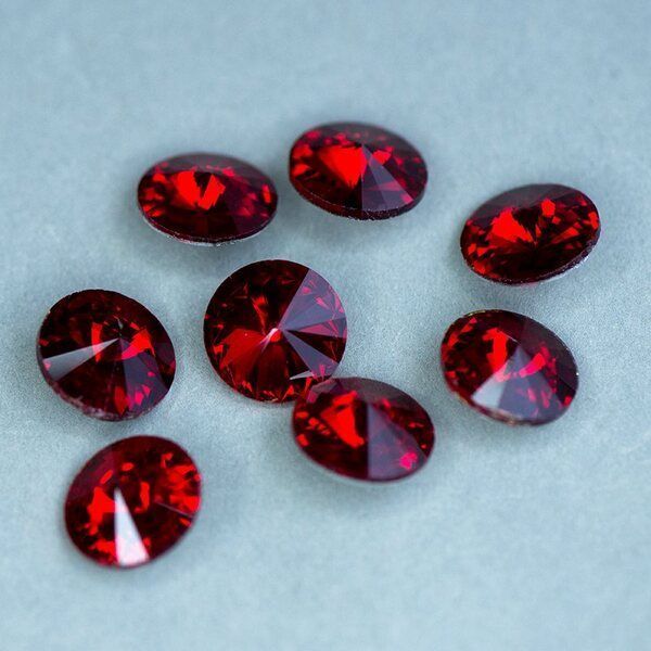 кабошон стекло риволи, цвет siam, 14х7 мм