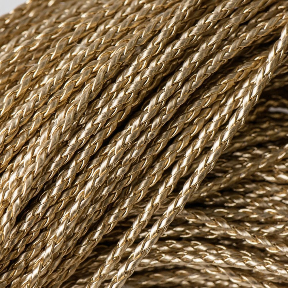 шнур, имитация кожи, плетеный, цвет золотой, 3 мм