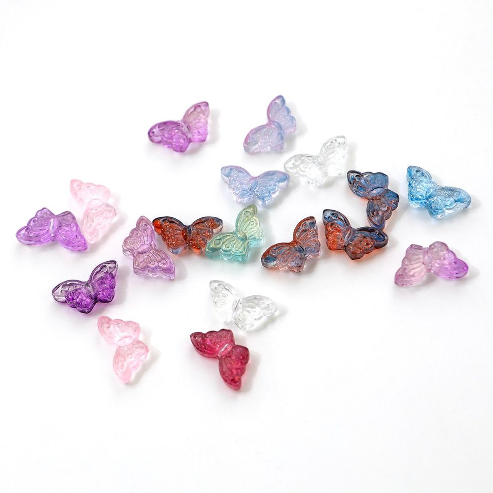 бусина "бабочка ночная", стекло, цветовой микс, 15x8x4.5 мм