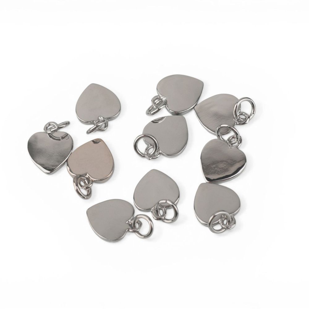 подвеска металл "харт", покрытие платина, 12x9.5x1.5 мм