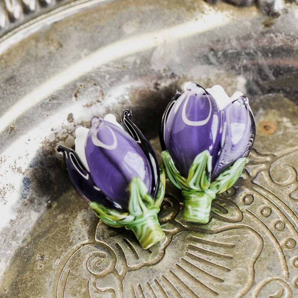 бусина, мурано "колокольчик", фигурная, фиолетовый, 17х14 мм