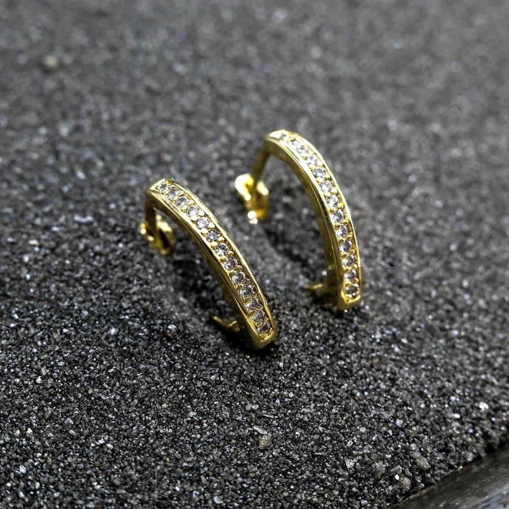 швензы "версо", с цирконием, позолоченные, 16x14x2.5 мм 