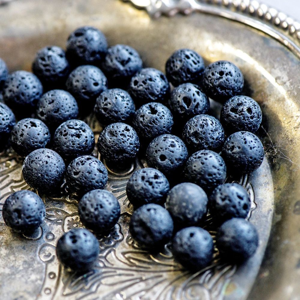 бусина лава натуральная 10, цвет черный, 10 мм