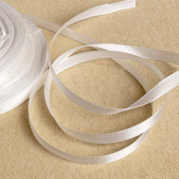 лента, атлас, цвет белый, ширина 6 мм ленты