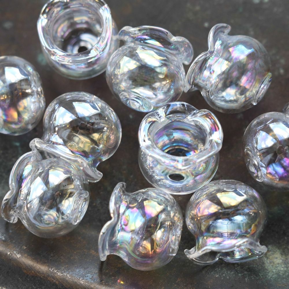 бусина, лэмпворк "колокольчик", прозрачный ав, 16х15 мм