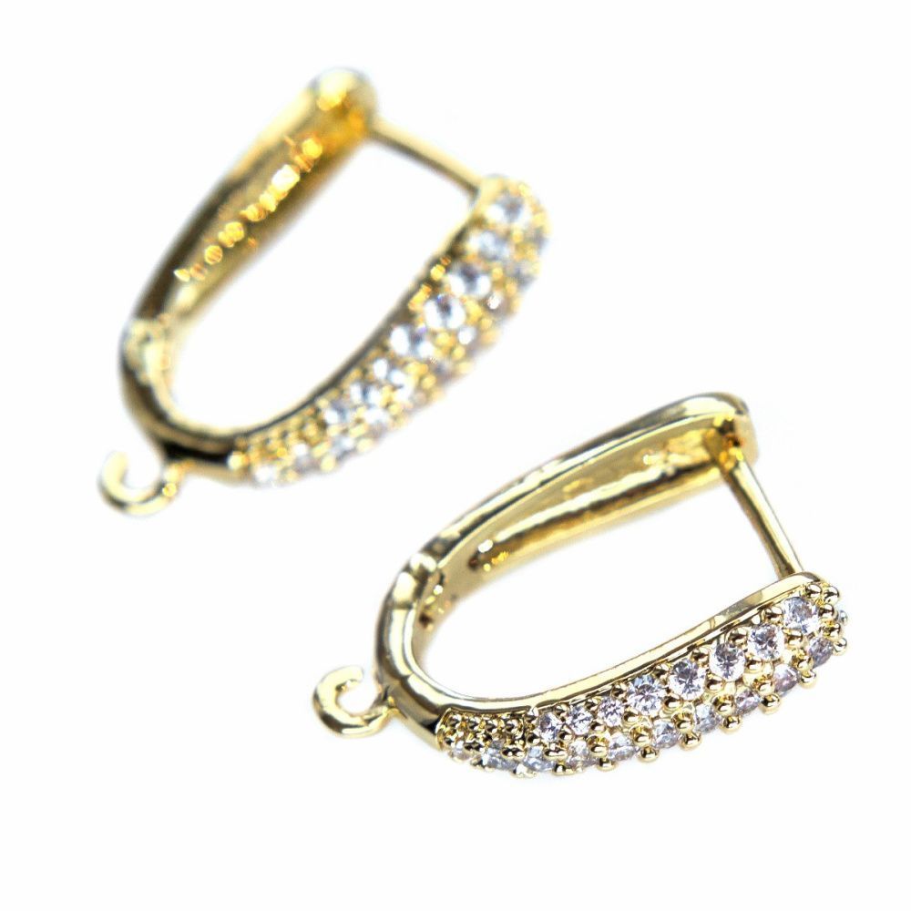 швензы "ноеми", с цирконием, позолоченные, 19.5x14x4.5 мм 