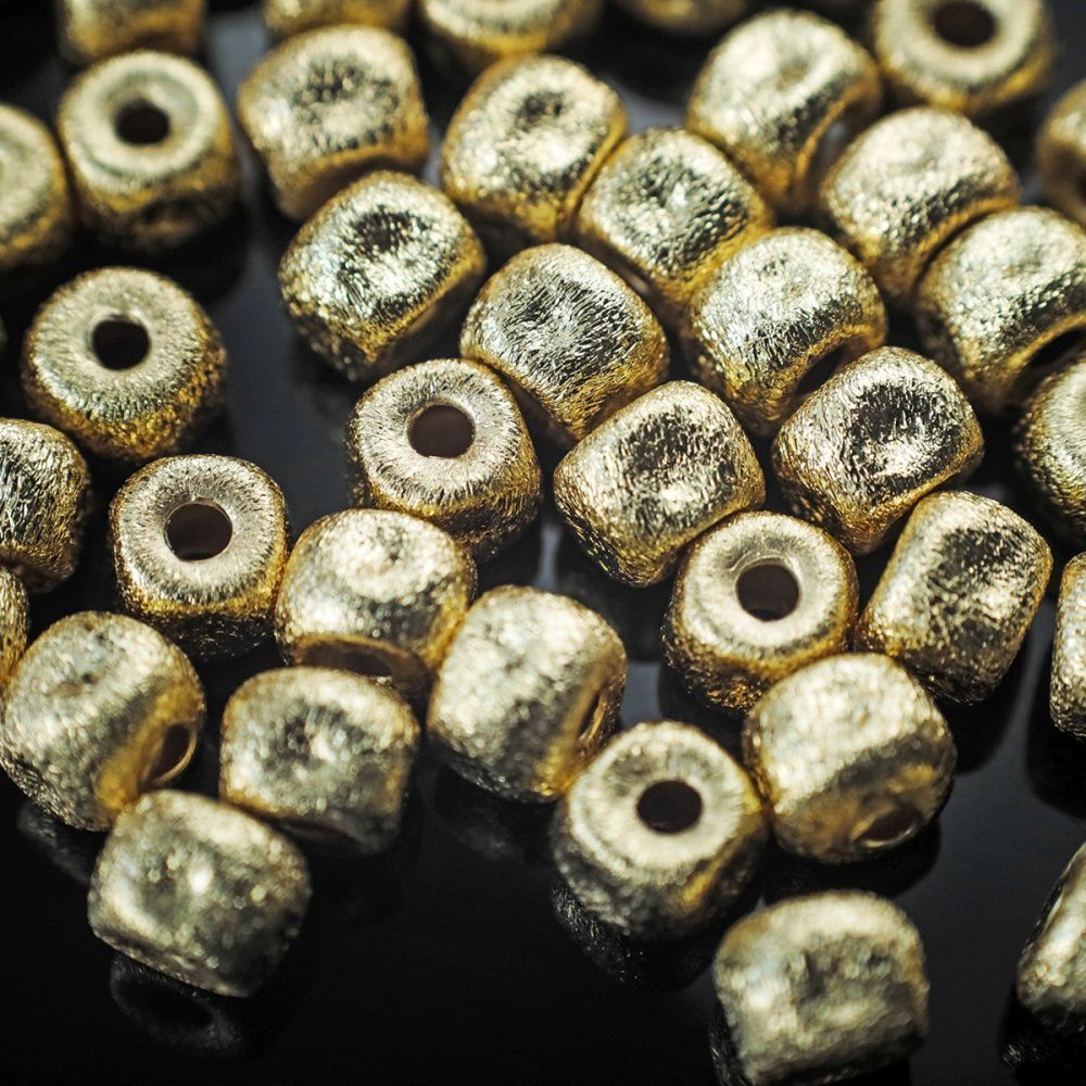 бусина, металл "текстура", позолота, 5.5x4.5 мм