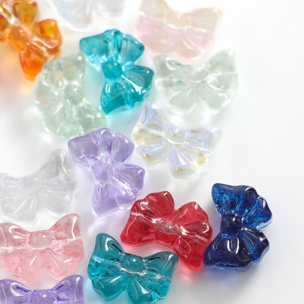 бусина "бант", стекло, цветовой микс, 14x10x5.5 мм