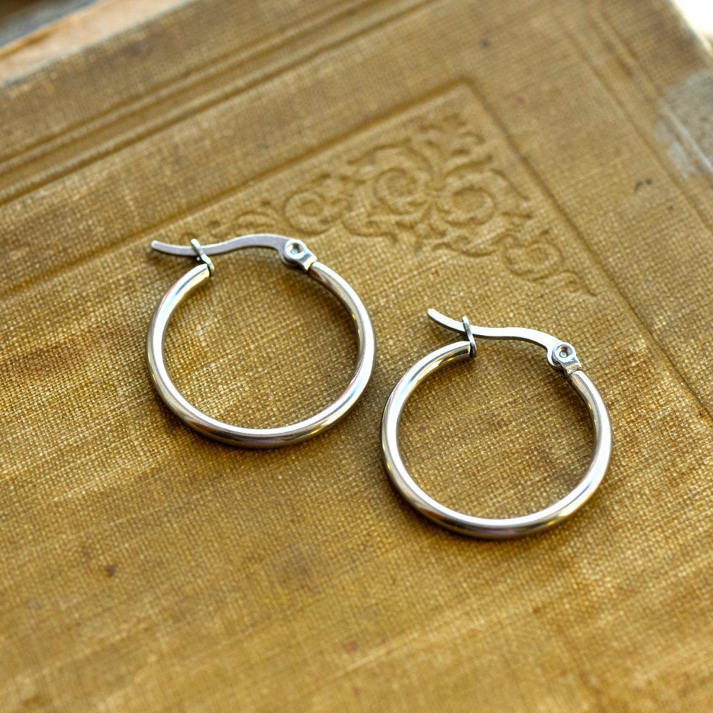 швензы "раунд", сталь гипоаллергенная, цвет стальной, 27x24x2 мм