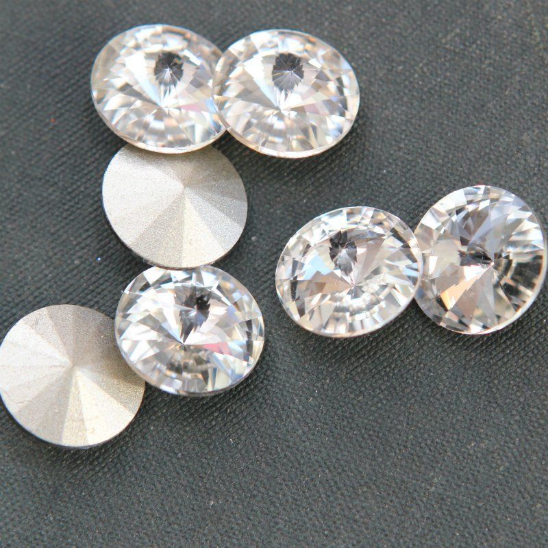 кабошон стекло риволи, цвет прозрачный, 14х7 мм