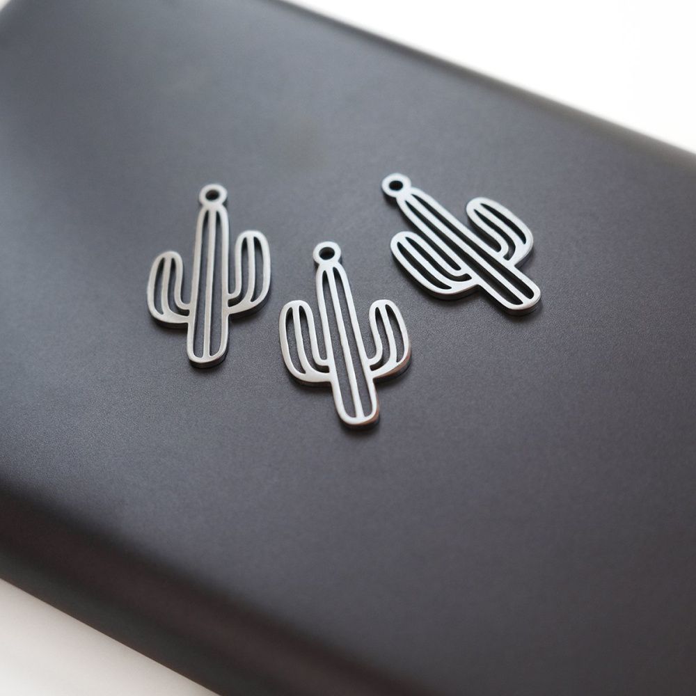 подвеска стальная "кактус", цвет стальной, 21x12 мм