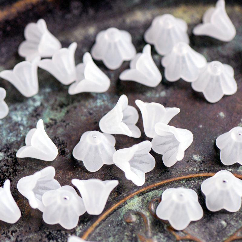 бусина, акрил "колокольчик", матовая, цвет белый, 14x10 мм