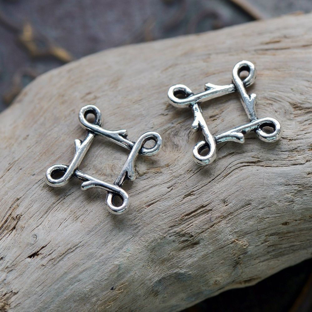 коннектор "ромбус", цвет античное серебро, 21x21x2 мм