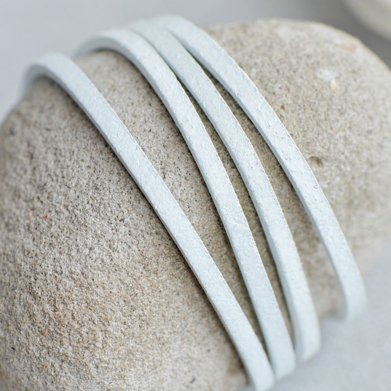 шнур кожаный, плоский, цвет белый, 3х2 мм