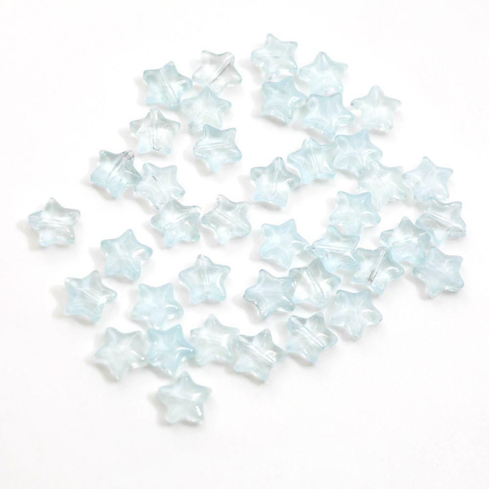 бусина "звездочка", стекло, цвет бирюзовый светлый, 10x10x4 мм