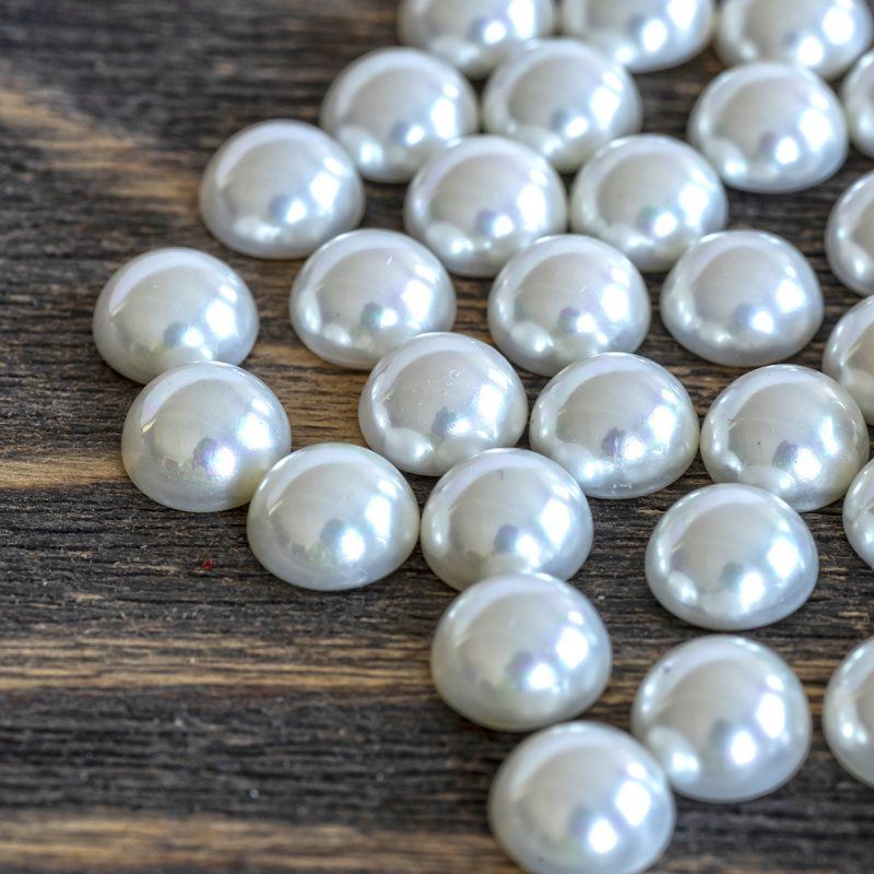 ракушечный жемчуг кабошон круглый, цвет белый, 8х4.5 мм