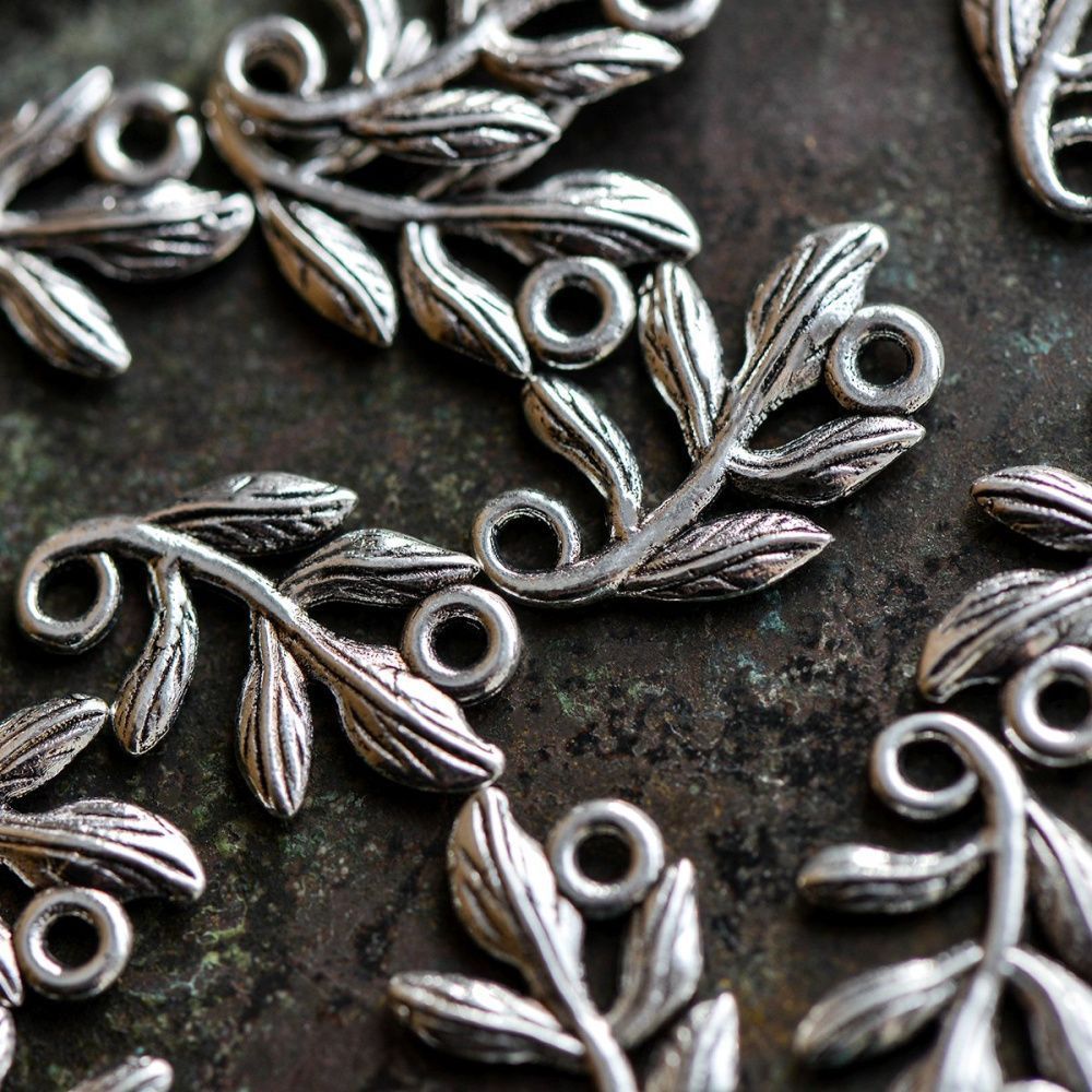 коннектор "бранш", цвет античное серебро, 15x9x1 мм