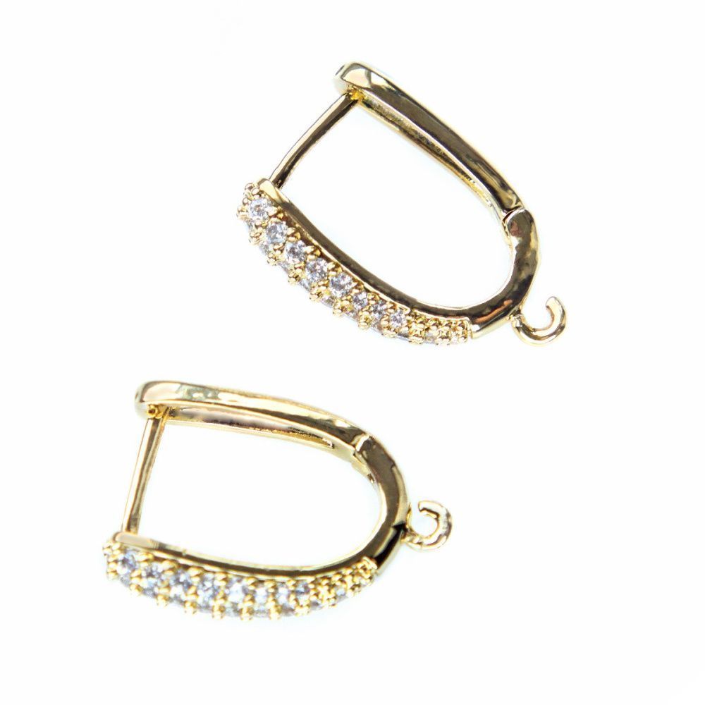 швензы "ноеми", с цирконием, позолоченные, 19.5x14x4.5 мм 