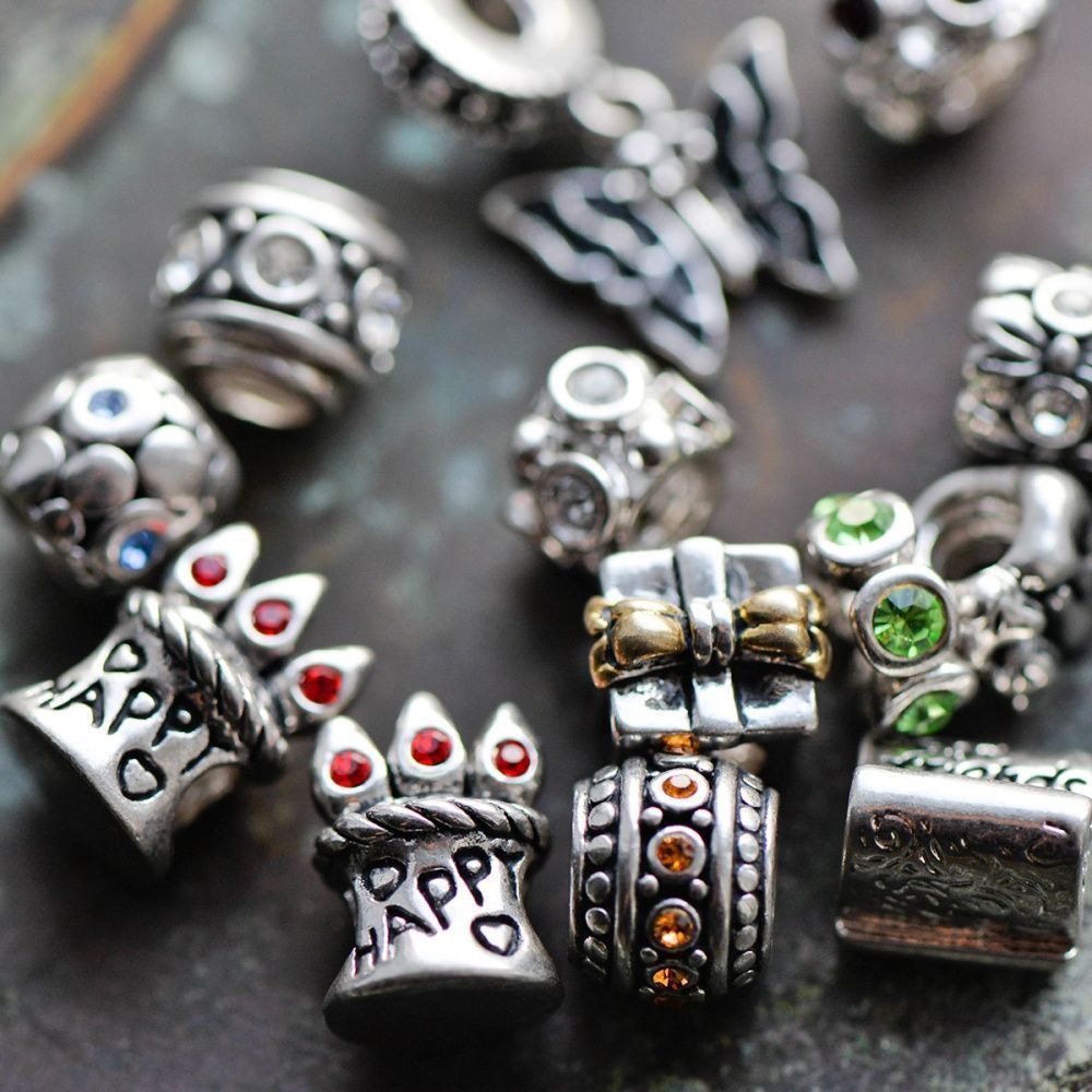 ес бусина "микс", медь, покрытие родий