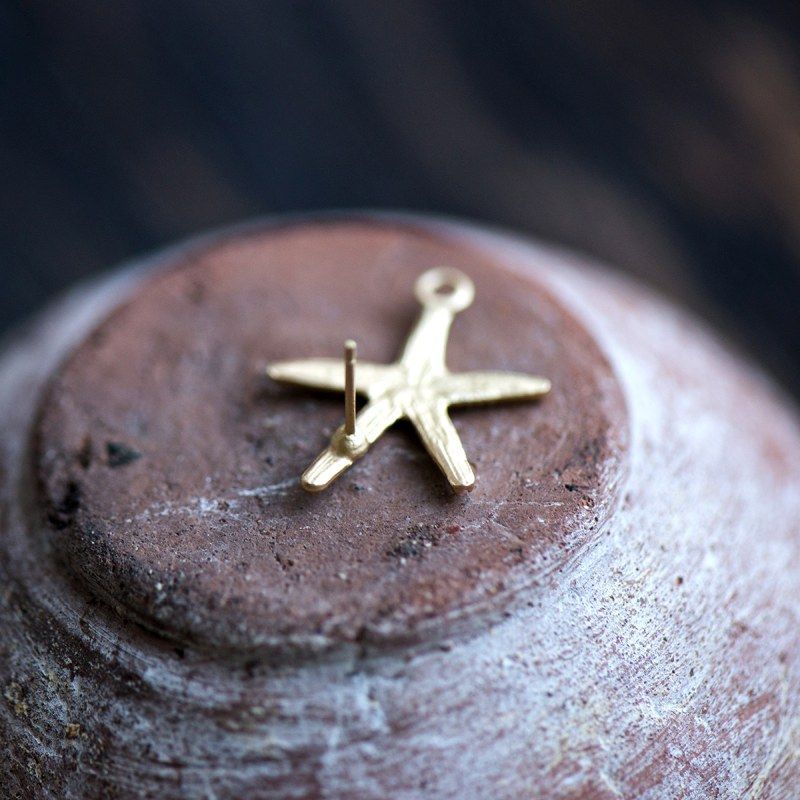 пуссеты "морская звезда", цвет матовое золото, 26x20 мм