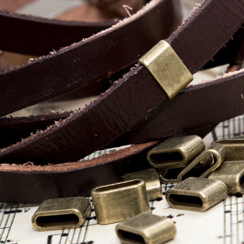 бусина, металл "слайд", цвет античная бронза, 8х13х5 мм