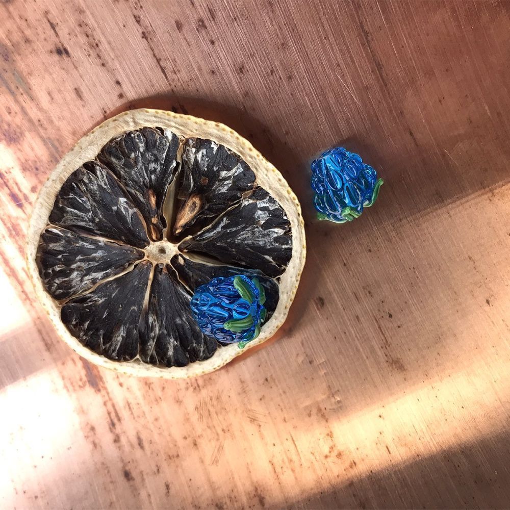 бусина, мурано "малинка", голубой, 15х12 мм