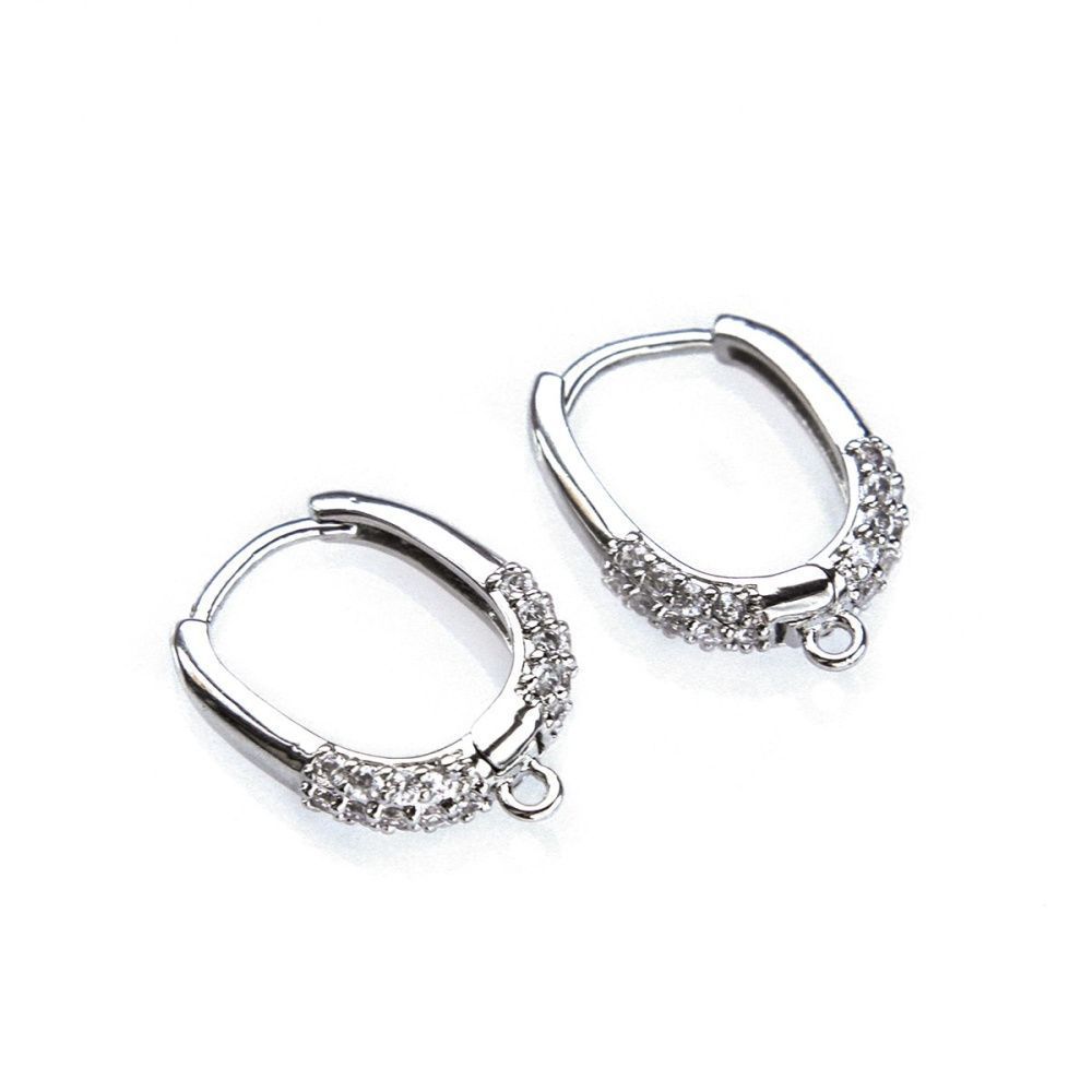 швензы "аделайн", с цирконием, цвет платина, 17x12.5x4 мм 