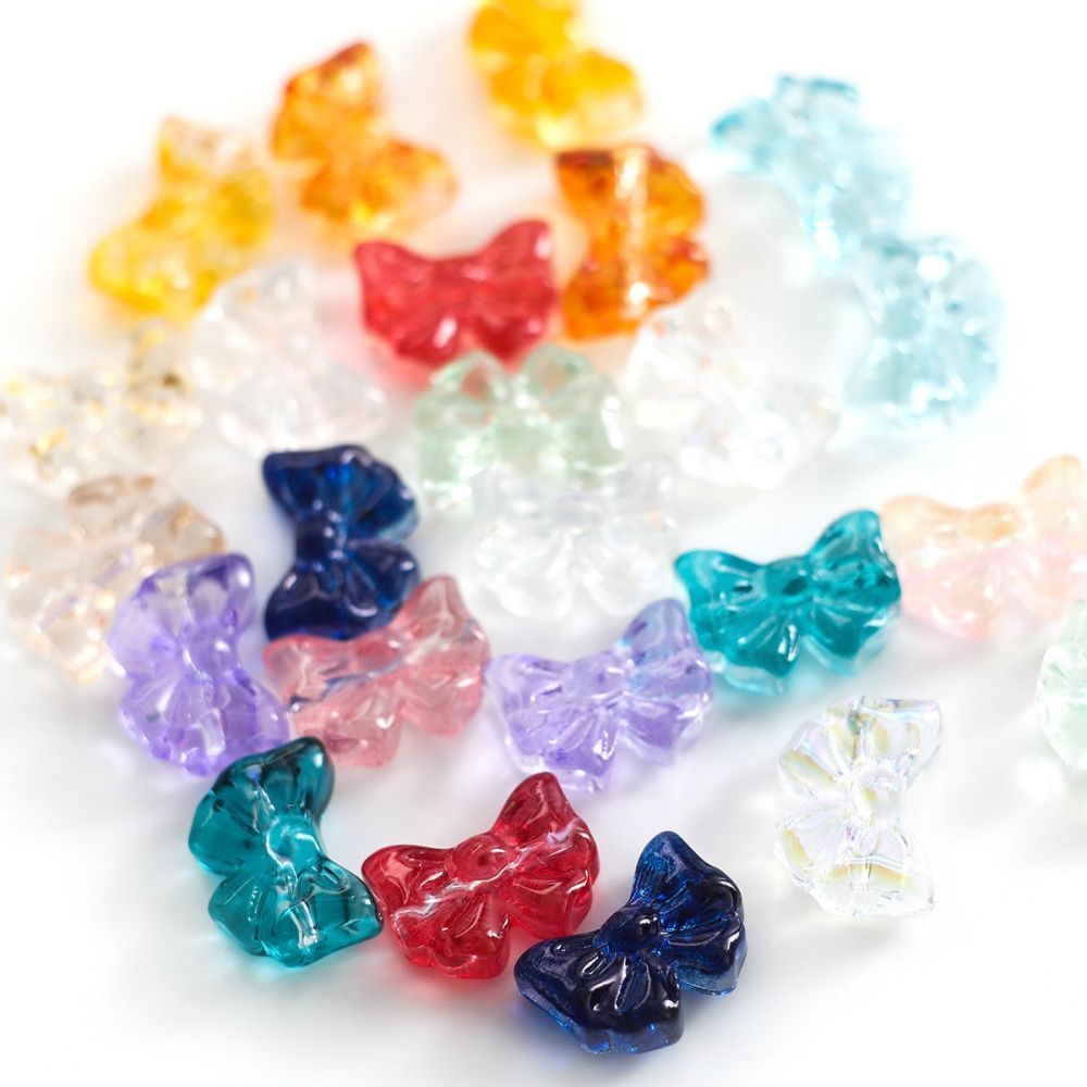 бусина "бант", стекло, цветовой микс, 14x10x5.5 мм