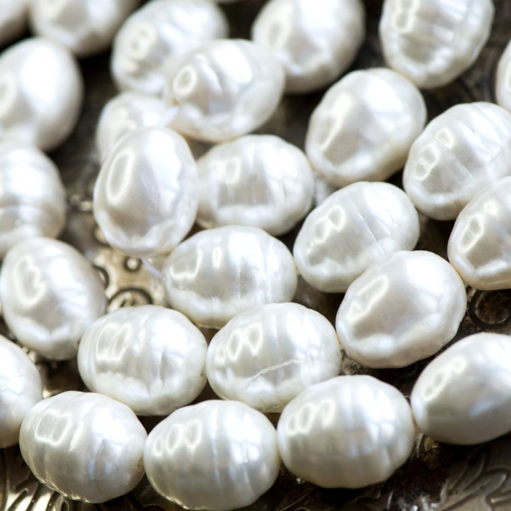 ракушечный жемчуг овальный, класс "а", цвет белый, 15x13 мм
