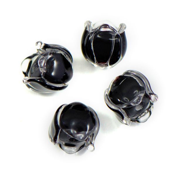 бусина, мурано "ландыш", черный, 7х7 мм