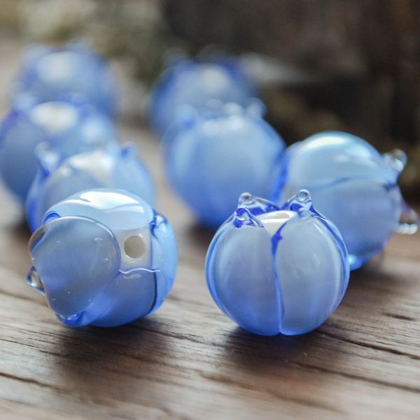 бусина, мурано "бутончик", светло-барвинковый, 13х12 мм