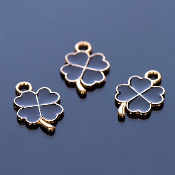 подвеска металлическая "клевер", эмаль, цвет черный, 18x12x1 мм