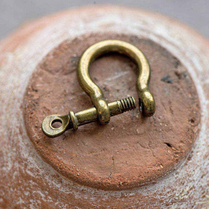 замочек-карабин "скоба", цвет античная бронза, 25x19.5x3.5 мм