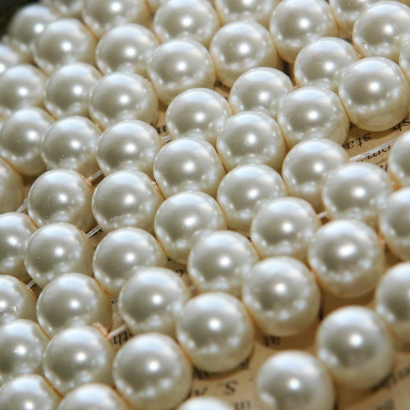 бусина, имитация жемчуга, стекло 10, цвет сливочный, 10 мм