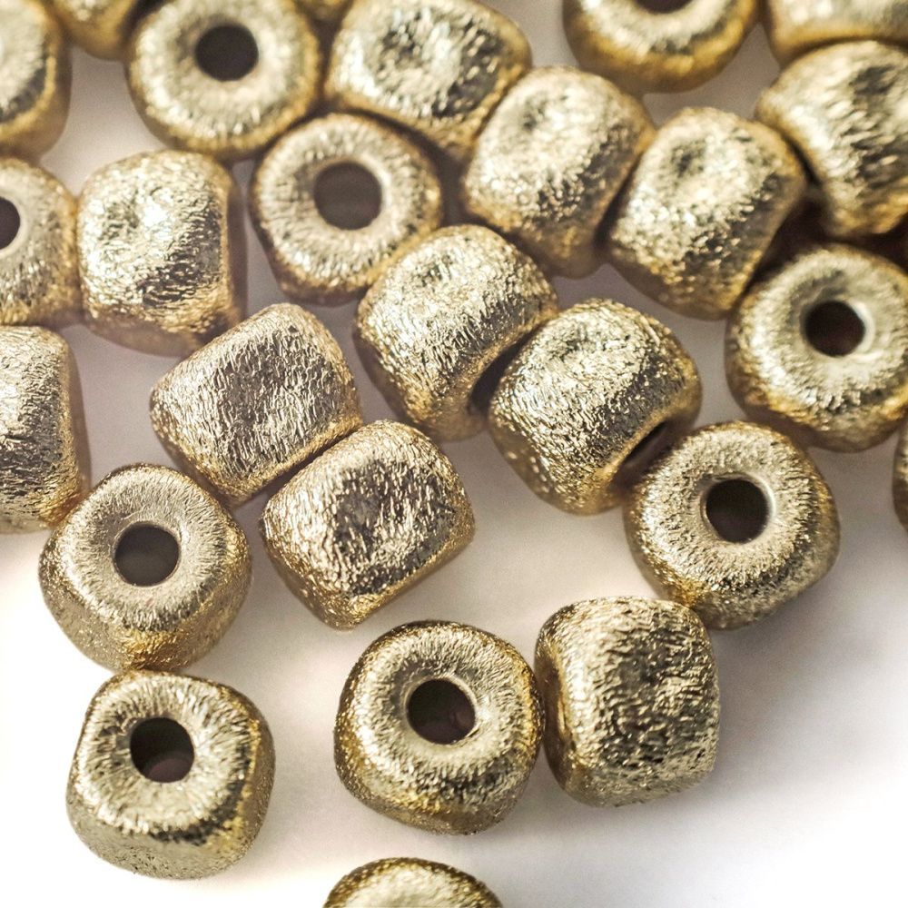 бусина, металл "текстура", позолота, 5.5x4.5 мм