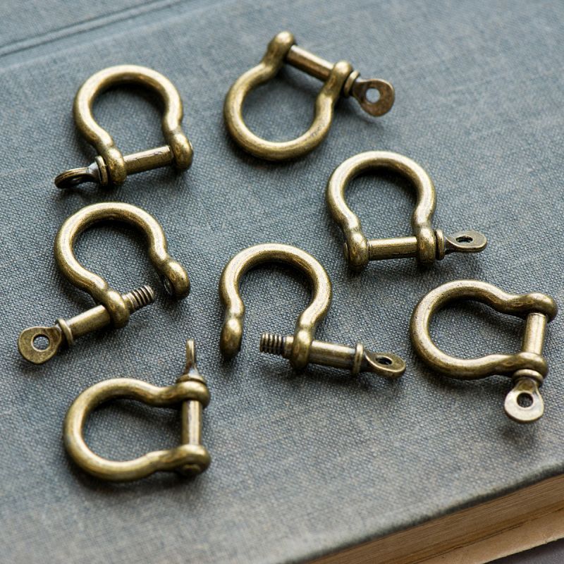 замочек-карабин "скоба", цвет античная бронза, 25x19.5x3.5 мм