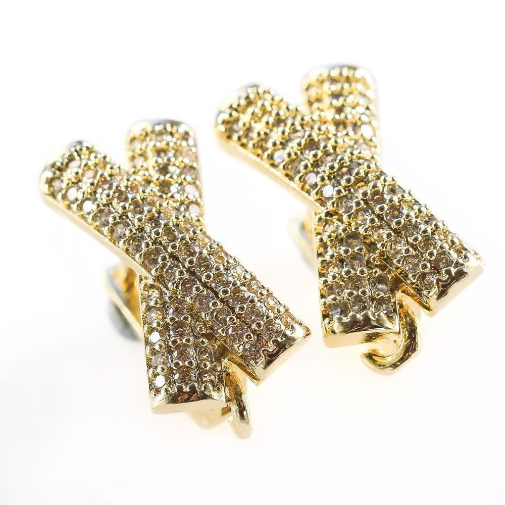 швензы "кросс", с цирконием, цвет золото, 16.9x8.8x12 мм