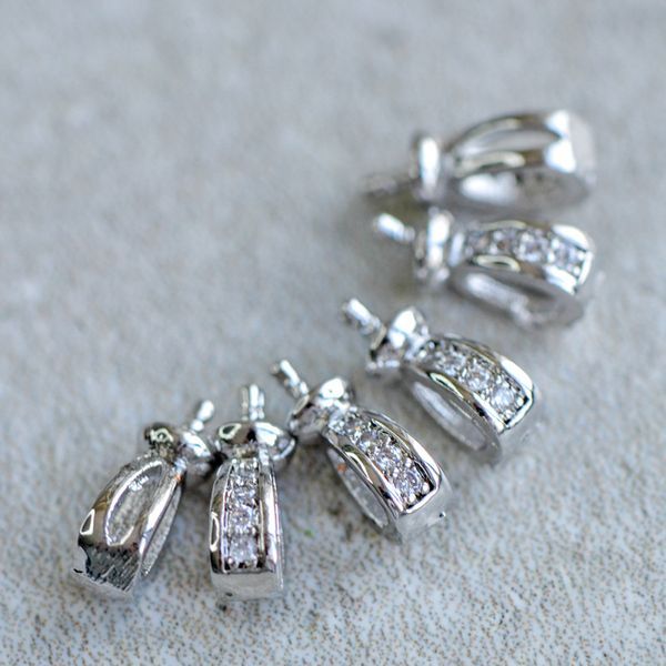 бейл "гвоздик-адель", с цирконием, цвет платина, 9x4x3 мм