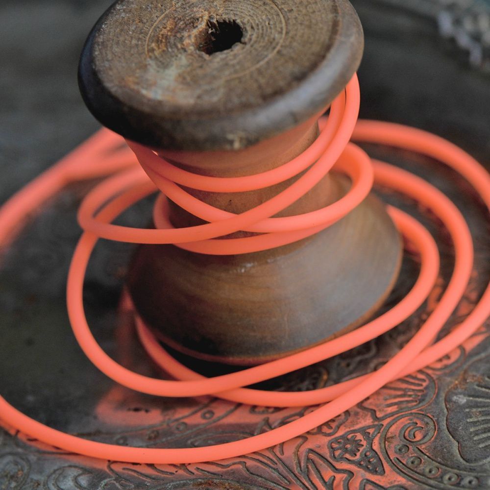 шнур резиновый, с отверстием, цвет оранжевый неон, 2 мм