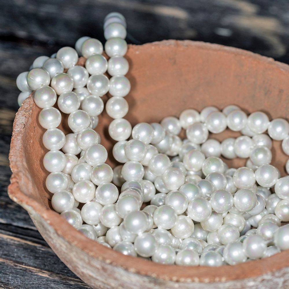 ракушечный жемчуг круглый, класс "а", цвет белый, 6 мм