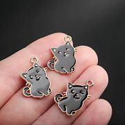 Подвеска металл "Мур-мур", эмаль, цвет чёрный, 22x16x1 мм