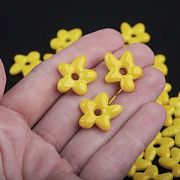 Бусина, Лэмпворк "Цветок-софт", стекло, цвет жёлтый, 18-18.5x17-17.5x4-5 мм