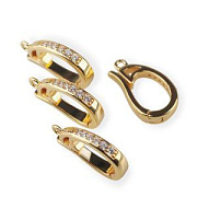 Бейл "Адель", позолота/цирконий, 17x10x2.5 мм