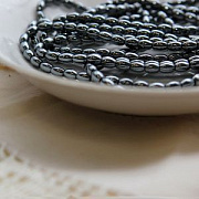 Бусина гематит немагнитный, рис, цвет черный, 4х6 мм (стренд 16 шт.)