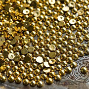 Кабошон-полубусина акриловый "Жемчуг", золото металлик, 6 мм (уп 50+/-5 шт)