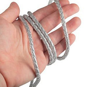 Шнур круглый плетеный, имитация кожи, цвет серебро, 5 мм